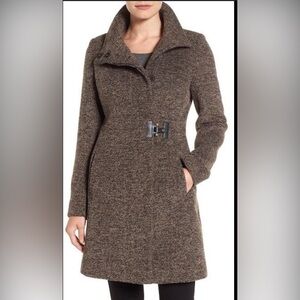 Via spiga brown tweed wool blend coat